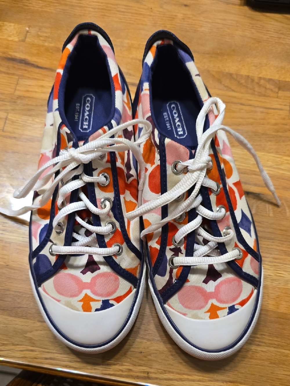 Coach Colorblock Logo Print Low-Top Sneakers - Navy, Orange, Pink, Purple